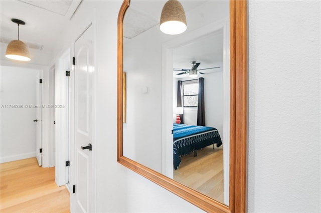 hall featuring light wood-type flooring