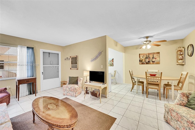 1747 Rodman St Unit 207, Hollywood, FL 33020 - living room featuring light tile patterned flooring and a ceiling fan