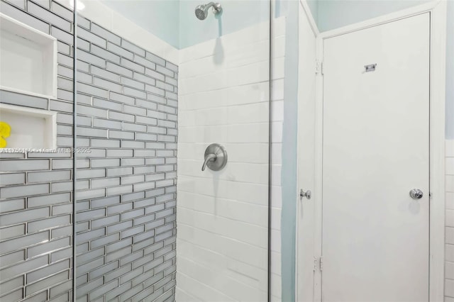 bathroom with a stall shower