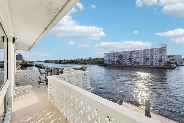 balcony with a water view