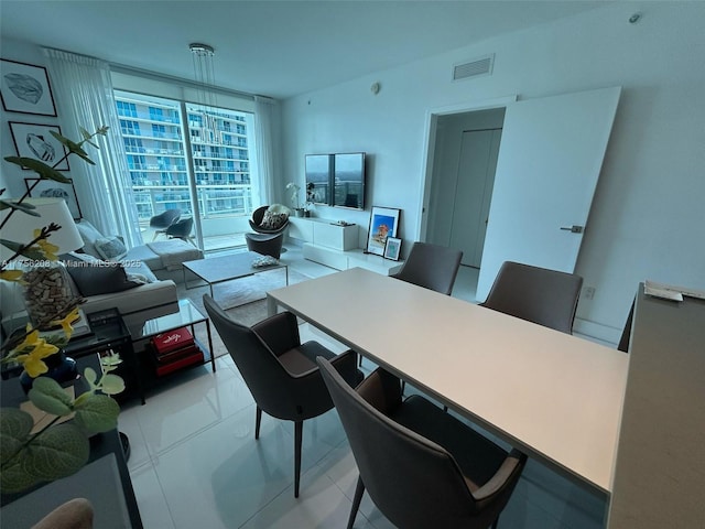 dining space with visible vents