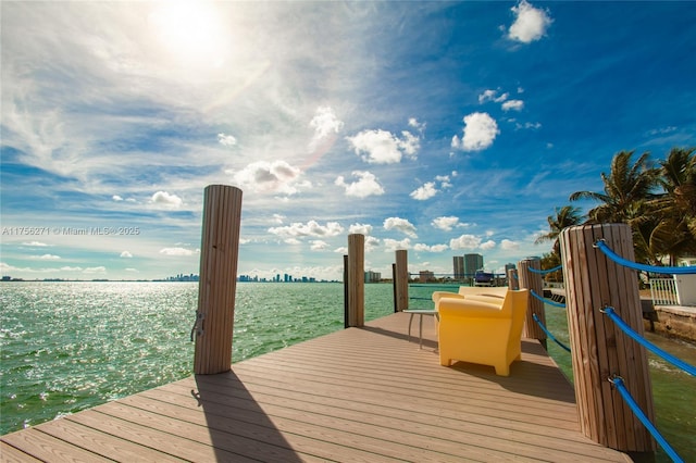 view of dock featuring a water view