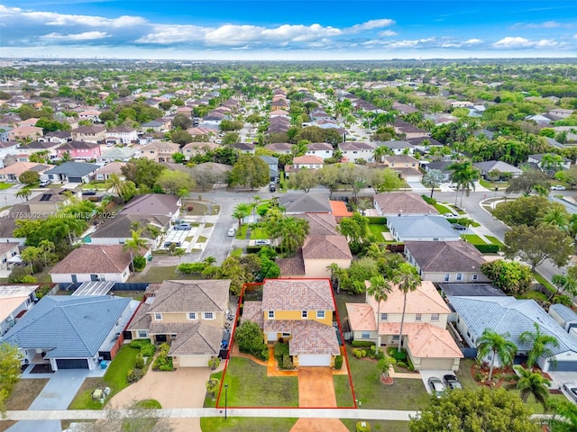 aerial view featuring a residential view