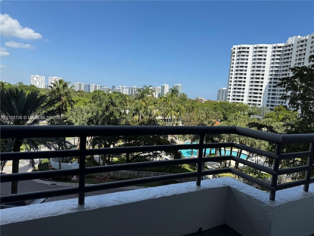 balcony featuring a city view