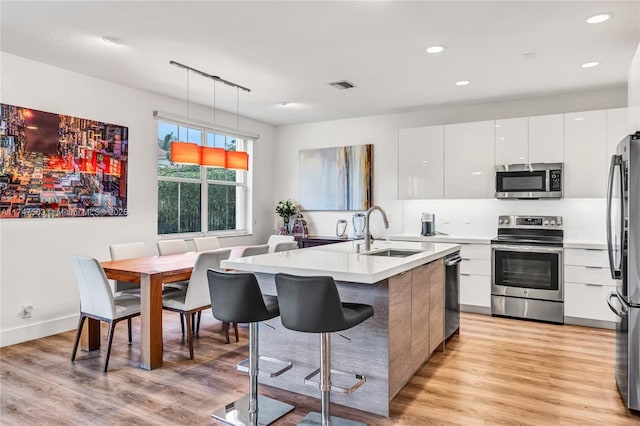 4471 Foxtail Ln, Weston, FL 33331 - kitchen with a sink, visible vents, white cabinets, modern cabinets, and appliances with stainless steel finishes