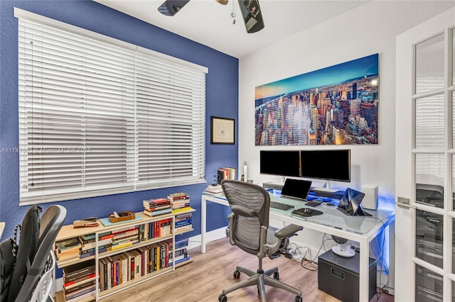 4471 Foxtail Ln, Weston, FL 33331 - office space featuring wood finished floors and ceiling fan
