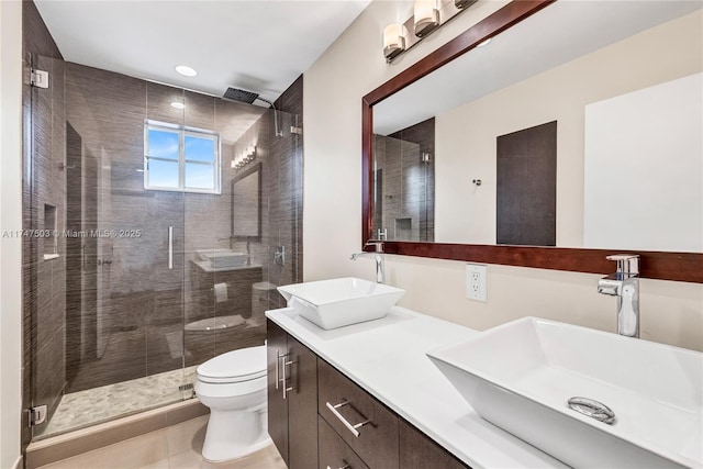 4471 Foxtail Ln, Weston, FL 33331 - bathroom with a sink, double vanity, toilet, and a shower stall
