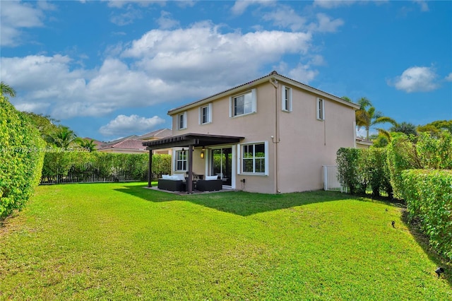 4471 Foxtail Ln, Weston, FL 33331 - rear view of house with outdoor lounge area and stucco siding