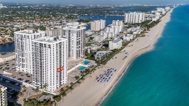 2301 S Ocean Dr Unit 1102, Hollywood, FL 33019 - aerial view featuring a beach view, a city view, and a water view
