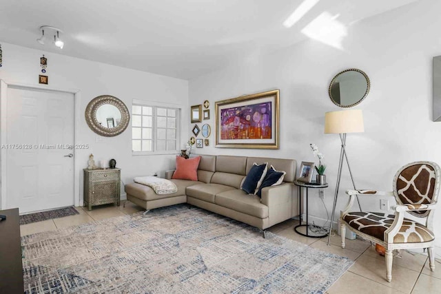 view of tiled living area