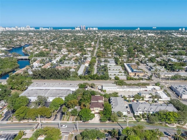 bird's eye view featuring a water view