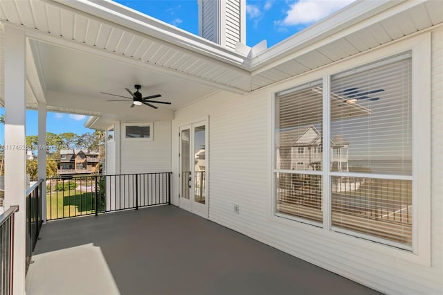 view of patio featuring a ceiling fan