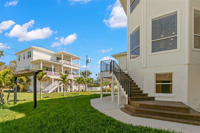 view of yard with stairs