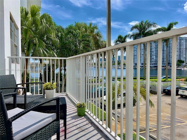 balcony with a water view