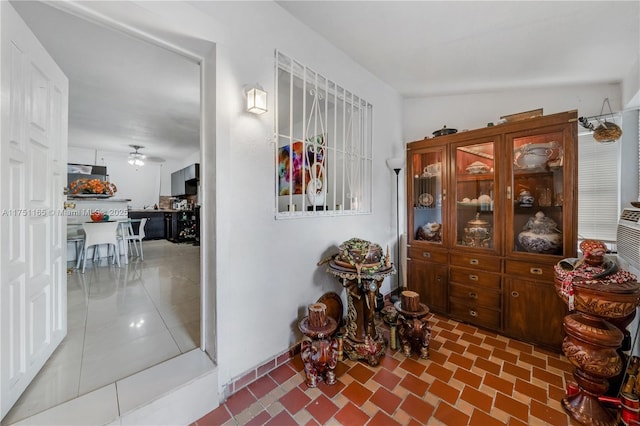 dining space featuring ceiling fan