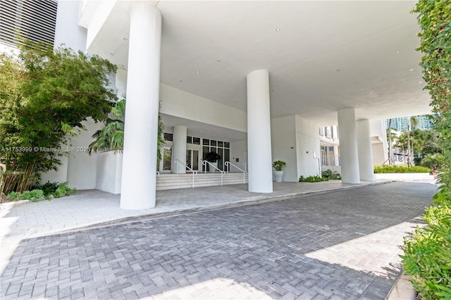 exterior space featuring stucco siding