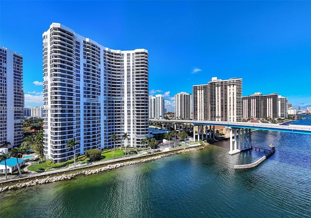 property view of water featuring a city view