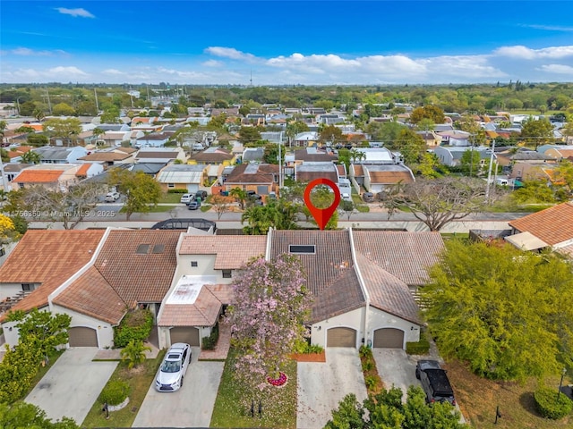 drone / aerial view with a residential view