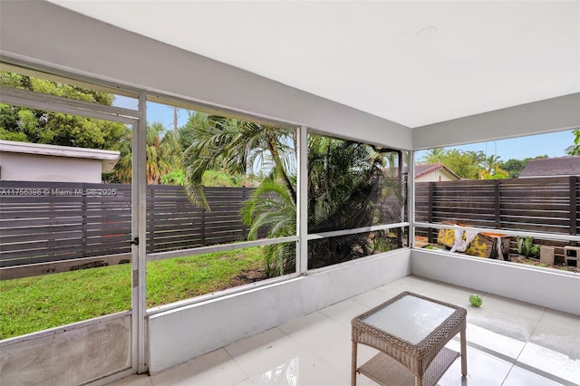 view of unfurnished sunroom