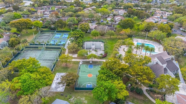 drone / aerial view with a residential view