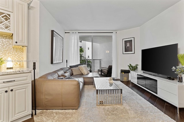 living room featuring dark wood finished floors