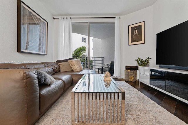 living area with wood finished floors