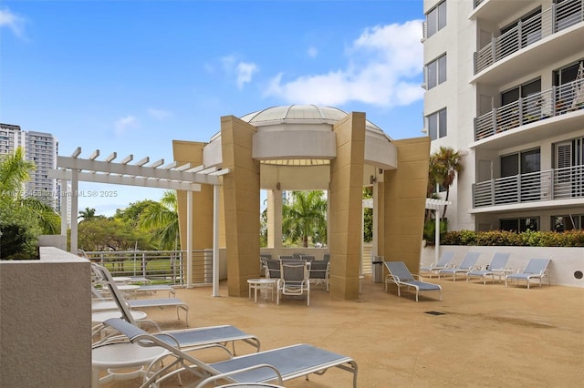 view of patio / terrace featuring a pergola