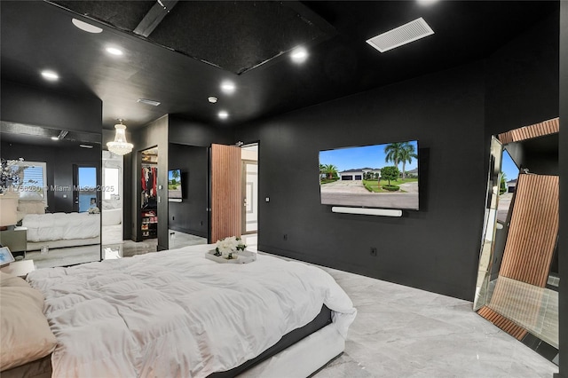 bedroom featuring recessed lighting and visible vents