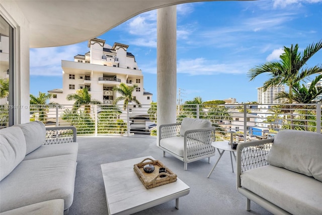 view of patio / terrace featuring a balcony and outdoor lounge area