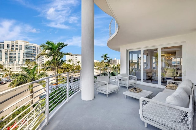 balcony featuring an outdoor living space