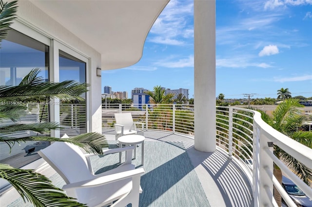 balcony with a view of city