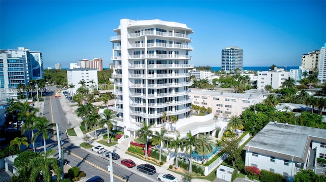 view of building exterior featuring a city view