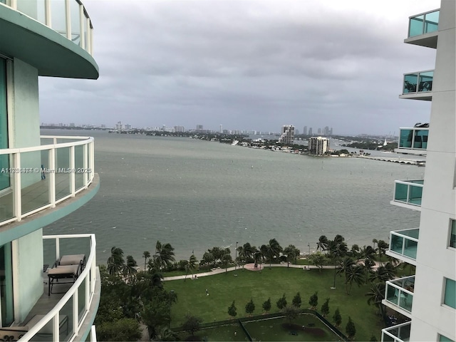 property view of water with a city view