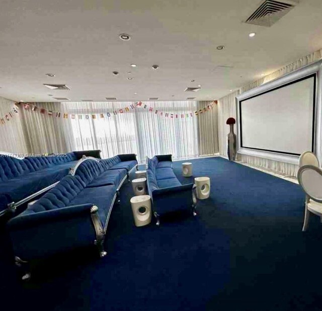 475 Brickell Ave Unit 4107, Miami, FL 33131 - home theater room featuring carpet floors, visible vents, and recessed lighting