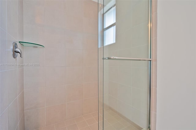 bathroom with a stall shower