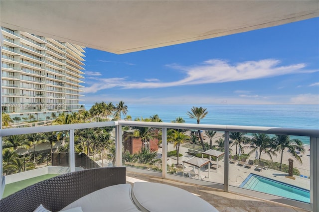 balcony with a water view