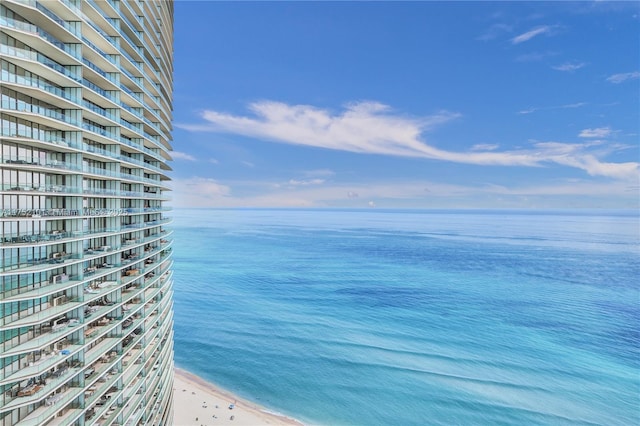 property view of water with a beach view