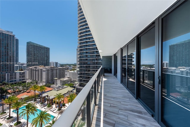 balcony with a view of city