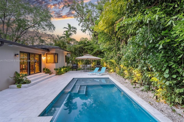 outdoor pool featuring a patio