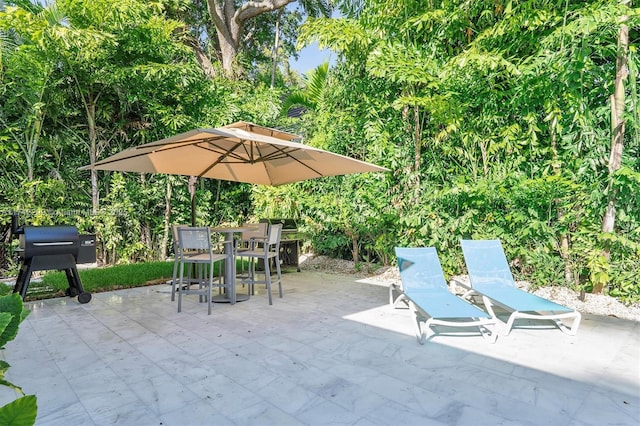 view of patio / terrace featuring grilling area and outdoor dining area