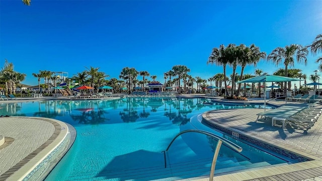 pool featuring a patio area