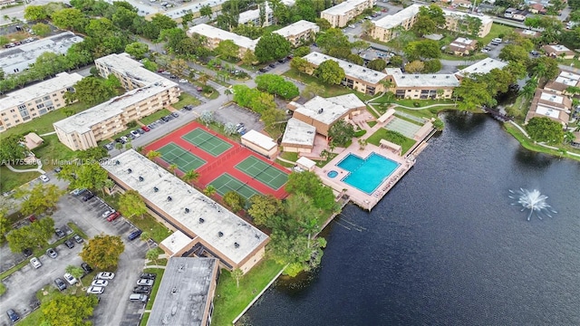 bird's eye view featuring a water view