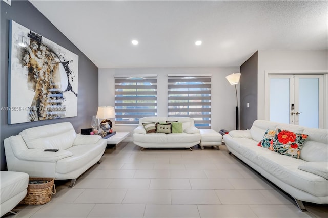 living area featuring recessed lighting