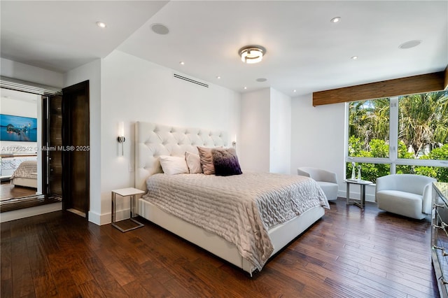548 Fernwood Rd Unit 548, Key Biscayne, FL 33149 - bedroom featuring recessed lighting, baseboards, dark wood finished floors, and visible vents