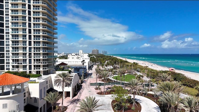 property view of water with a beach view