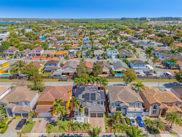 bird's eye view with a residential view