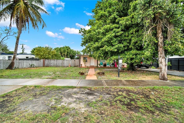 view of yard with a fenced front yard