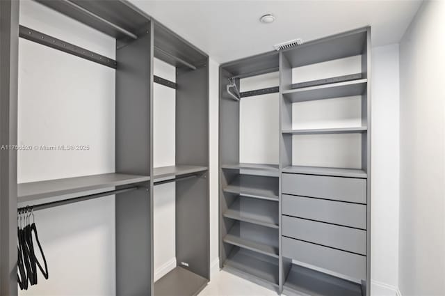 spacious closet with visible vents