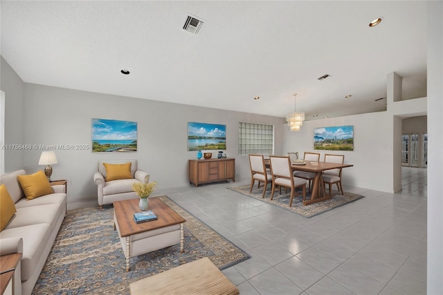 tiled living area featuring visible vents