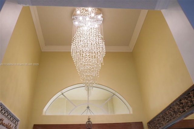 details with a chandelier and ornamental molding